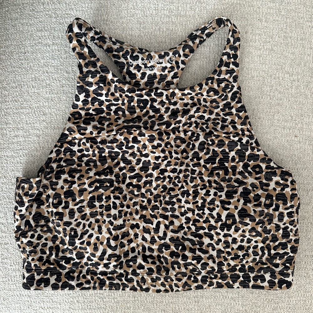 Outdoor Voices Move Free Leopard Crop Top - Picture 2 of 4